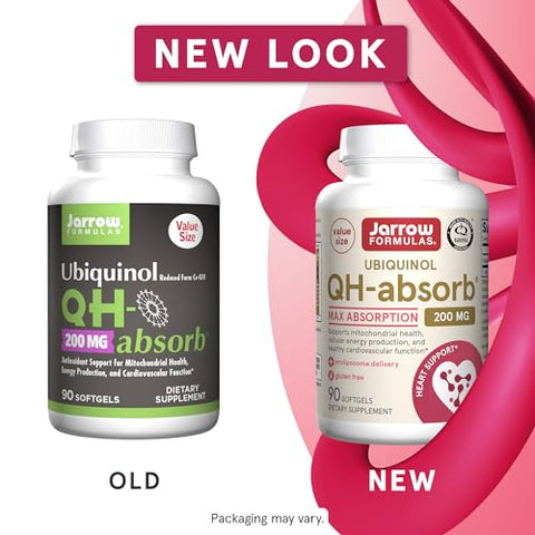 QH-Absorb 200 mg – Co-Q10 Antioxidante Ativo – Suplemento Alimentar – Suporta Produção de Energia Mitocondrial - Jarrow Formulas
