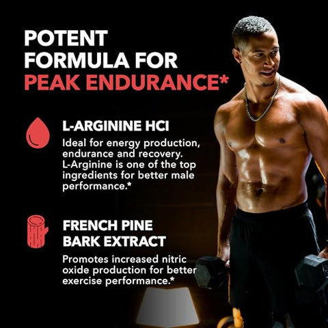 HAVASU NUTRITION - L-Arginina Cápsulas Extrato de Casca de Pinheiro – Fórmula Potente 2X Suplemento de Óxido Nítrico para Homens com 1800mg de L-Arginina e 100mg de Casca de Pinheiro Francês – Resistência Desempenho Recuperação – 90 Cápsulas