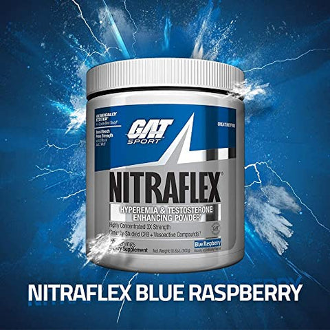 Nitraflex Advanced: Pó Pré-Treino, Aumenta Fluxo Sanguíneo, Potencializa Força e Energia, Melhora Desempenho nos Exercícios (Blue Raspberry, 30 Porções) - GAT SPORT