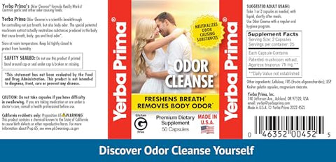 Odor Cleanse – 50 Cápsulas – Extrato Premium – Limpeza de Odores - Yerba Prima