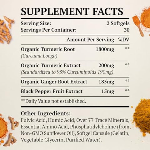 Sveikata - Liposomal Curcumin Turmeric – 2000mg, Extrato de Curcuminoide 95% com Piperina – 60 Softgels – Não-OGM (2 Frascos)