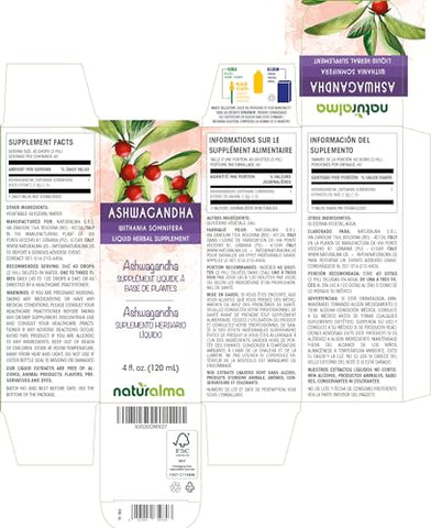 Ashwagandha (Withania somnifera) Tintura sem álcool de raiz – 118 ml Extrato líquido em gotas – Vegano - Naturalma