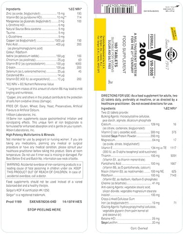 SOLGAR - Solgar Formula VM-2000 (Sistema Multinutriente) – 180 Comprimidos | Qualidade Premium – Rico em Zinco | Suporte ao Sistema Imunológico Saudável | Vegano, Sem Lactose, Kosher – 90 Porções