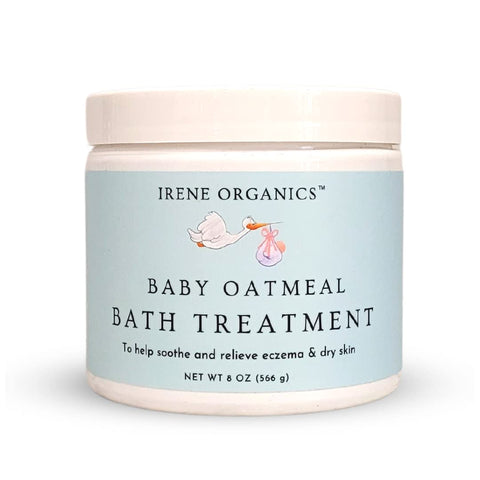 Pó de Banho de Aveia para Bebês com Eczema da Irene Organics – Aveia Coloidal para Tratamento Calmante de Eczema, Assaduras, Pele Seca, Coceira e Irritação – Hidrata e Alivia