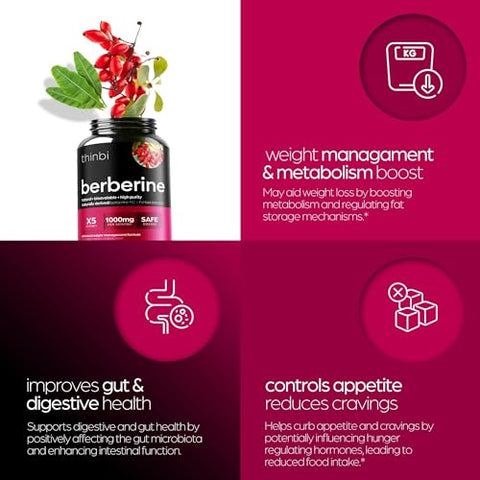 Artnaturals - Berberine 1000mg: Cápsulas Potentes para Gerenciamento de Peso com Melão Amargo e Folha de Banaba – HCl do Extrato de Berberis – 30 Porções