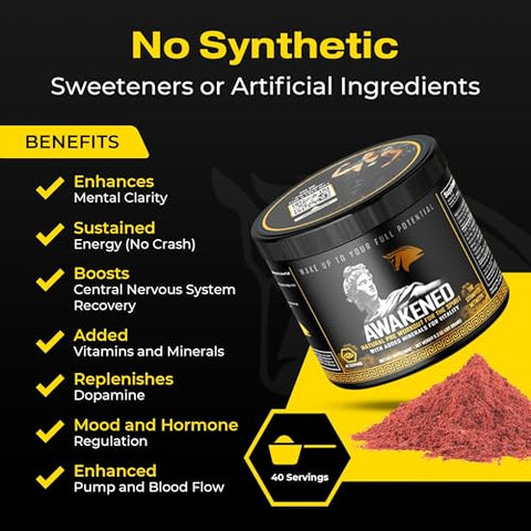 The Stampede Network - Awakened Natural Pre Workout Powder 12-in-1 | Energizador Consciente | Estimulante de Óxido Nítrico com Pólen de Abelha | Mucuna Pruriens, Tongkat Ali, Rhodiola, Alpha GPC | 100g