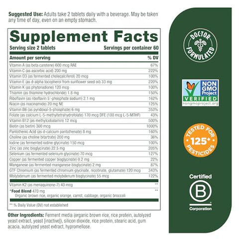 Multivitamínico Avançado para Homens – Fórmula Médica – Colina, Vitamina B12, Vitamina D, Vitamina C – 60 cápsulas - MegaFood