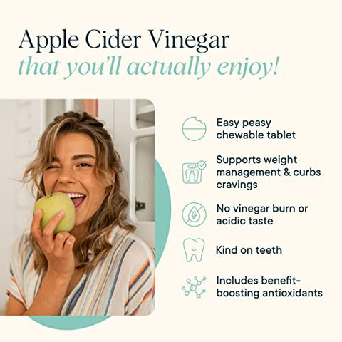 Pílulas de Vinagre de Maçã ACV – Impulsionador de Metabolismo, Desintoxicação, Gerenciamento de Peso – Sabor Orgânico de Maçã, 1 Mês de Suprimento, 60 Comprimidos Veganos - Ora Organic