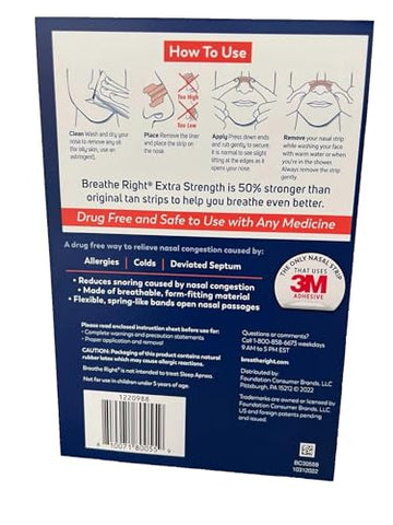 Faixa Nasal Breathe Right Extra (72 Unidades) – Alívio da Congestão Nasal