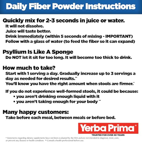 Fórmula Diária de Fibra em Pó – 12 oz (Pacote com 3) – Solúvel - Yerba Prima