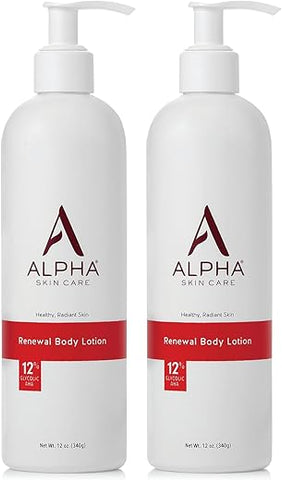 Skin Care Loção Corporal Revitalizante com 12% de AHA Glicólico, Hidratante Diário Multiuso Simples e Eficaz, Hidrata e Esfolia com Anti-Envelhecimento, 12 ml (Pacote com 2) - Alpha