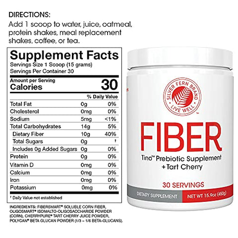 Silver Fern - Tino Pó de Suplemento de Alta Fibra – Não-OGM, Pré-Biótico, Solúvel em Água, Amigo da Digestão, Mistura em Pó – Adicione a Água, Suco, Shakes, Cereal