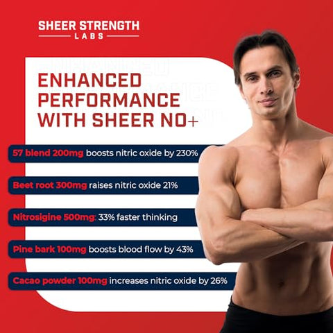 Sheer Strength Labs - Suplemento de Óxido Nítrico para Homens – Booster de Óxido Nítrico NO2 – Nitrosigine e S7 – 60g