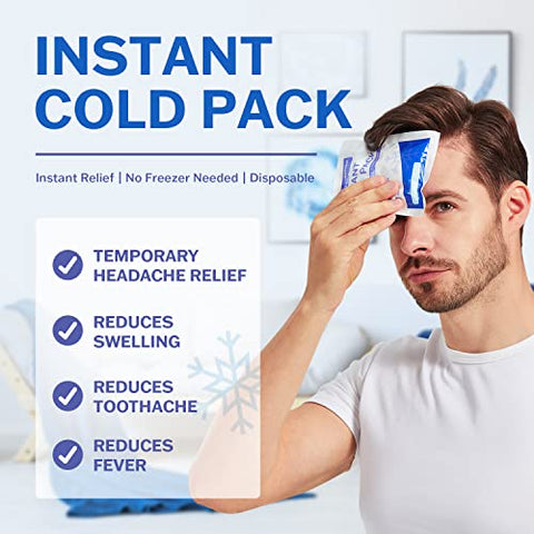 Everlasting Ice RX - 50 Pack – Pacotes de Gelo Instantâneo – Bolsas de Gelo Instantâneo para Lesões | Compressa de Gelo Descartável para Alívio da Dor, Inchaço, Inflamação, Entorses, Dor de Dente – Bolsa de Gelo para