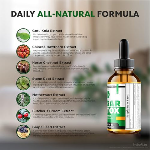 NutraRize - (3 Pacotes) Gotas Detox de Açúcar, Desafio Detox de Açúcar de 21 Dias, Limpeza Líquida Natural para Iniciantes, Fórmula Premium de Sangue Gotas Avaliações (90 Porções)