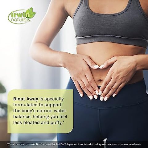 Bloat-Away – 60 Soft-Gels Líquidos, Pacote de 2 – Suporte ao Equilíbrio Hídrico – Reposição de Eletrólitos - Irwin Naturals