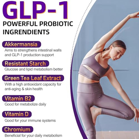 Wsidche - 300 Bilhões de Probióticos Akkermansia AFU | Probiótico GLP-1 para Mulheres | 100% Natural e Eficaz