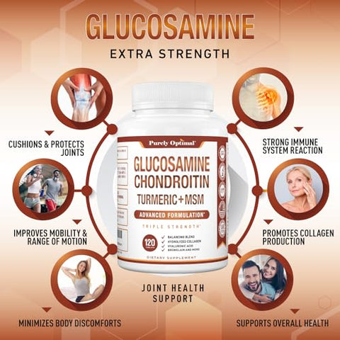 Suplemento de Glucosamina, Condroitina e MSM em Comprimidos com Cúrcuma – 60 comprimidos - Purely Optimal