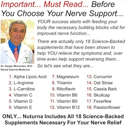 Nuturna - Suplemento de Suporte à Neuropatia com 1200 mg de Ácido Alfa Lipóico Puro – Fórmula de Força Máxima para Fortalecer os Nervos em Dedos, Mãos e Dedos dos Pés