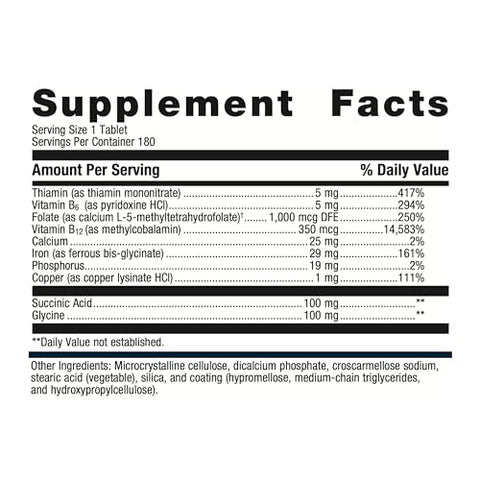 Hemagenics – Suplemento de Ferro – Não Causa Constipação – Vitamina B12, B6 – 60 cápsulas - Metagenics