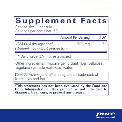 Ashwagandha – 500 mg Extrato de Ashwagandha – Metabolismo - Pure Encapsulations