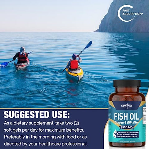 Ômega 3 Fish Oil 2500mg – Reforço Imunológico – Óleo de Peixe – 60 Cápsulas - NEW AGE