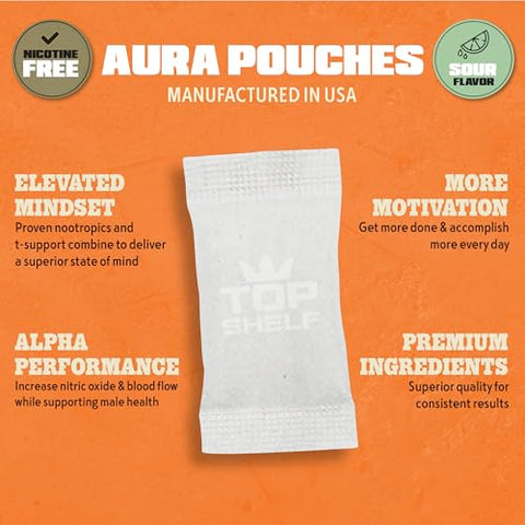 Join Top Shelf Grind - Aura Caffeine Pouches | Energia Nootrópica, Suplemento Cerebral Alpha Performance com Cognizin Citicolina | 10g