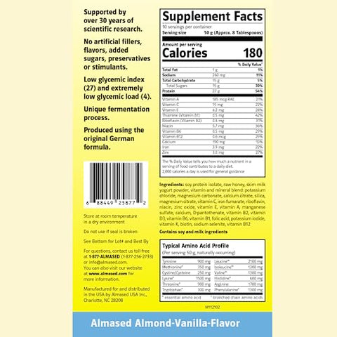 Shake Substituto de Refeição Baunilha – Pó de Proteína Vegetal de Alta Qualidade com Baixo Índice Glicêmico – Suporte Nutricional para Perda de Peso e Saúde – Sabor Baunilha – 500g (3 Pacotes) - Almased