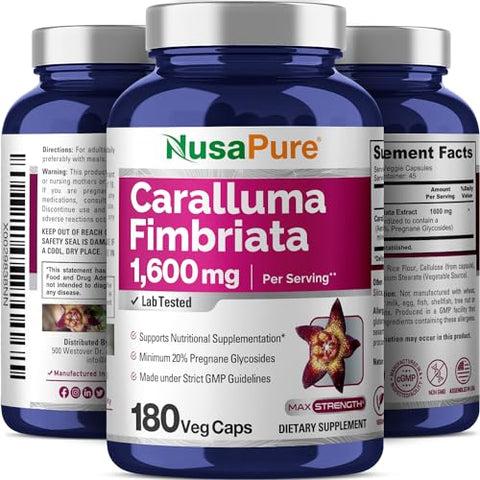 Caralluma Fimbriata 1600mg – 180 Cápsulas Vegetais (Sem OGM, Vegano) - NusaPure