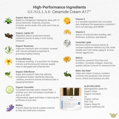 Gunilla Of Sweden - Creme GUNILLA Ceramide A17-24 Horas Anti-Envelhecimento – Hidratante Plump, Suavizante (50g)