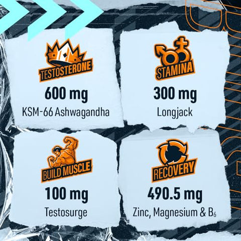 Status – Impulsionador de Testosterona para Homens – c/ KSM 66 Ashwagandha – Aumente a Resistência, Crescimento Muscular - Blue Star Nutraceuticals