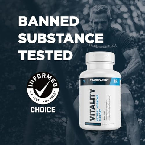 Transparent Labs - Vitality Testosterone Booster – Suplemento de Testosterona para Homens com Ashwagandha KSM 66 e Extrato de Shilajit PrimaVie