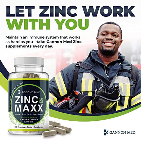 GANNON MED - Zinc Chelate – Minerais para Imunidade, Pele e Saúde Reprodutiva – Reforço Imunológico para Crianças