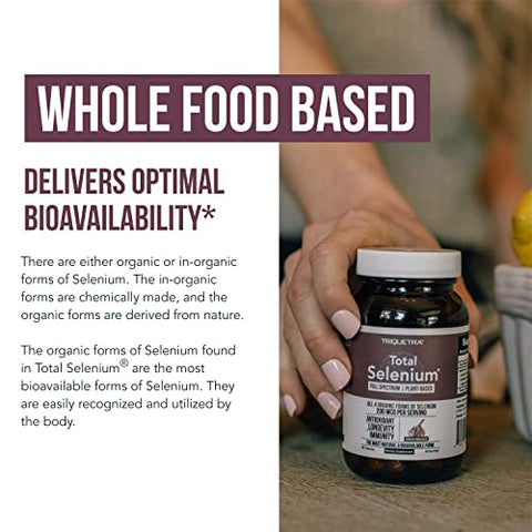Triquetra Health - Total Selenium – 200 mcg, Selênio à Base de Plantas – Espectro Completo, Contém 4 Formas Orgânicas Essenciais de Selênio, Incluindo Selenometionina – Extraído do Alho – 60 Cápsulas