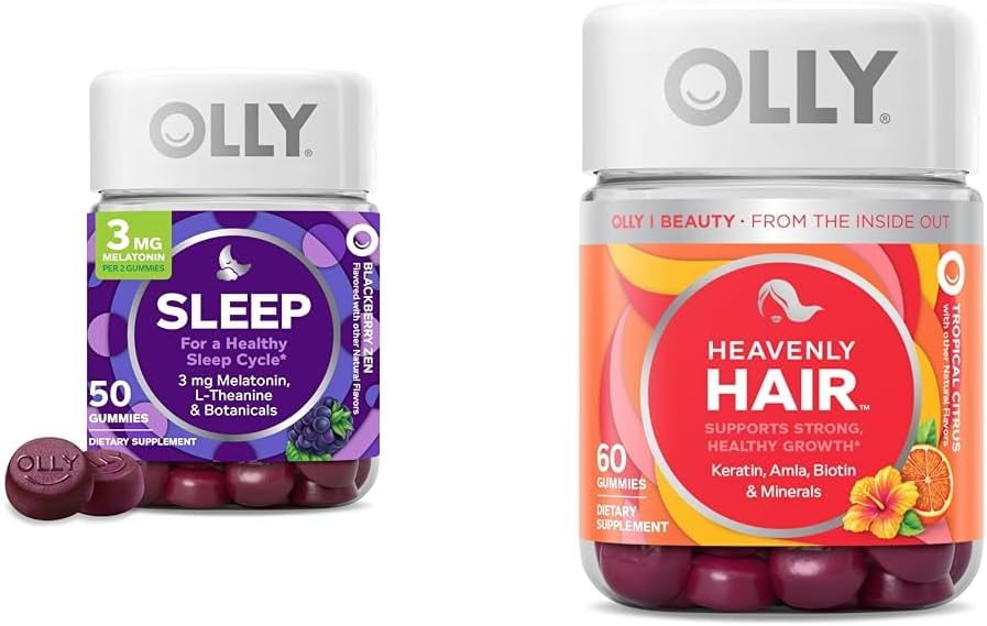 Gummy do Sono com Melatonina, L-Teanina, Botânicos, Sabor de Amora, 50 Unidades - OLLY