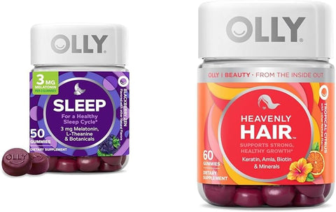 Gummy do Sono com Melatonina, L-Teanina, Botânicos, Sabor de Amora, 50 Unidades - OLLY