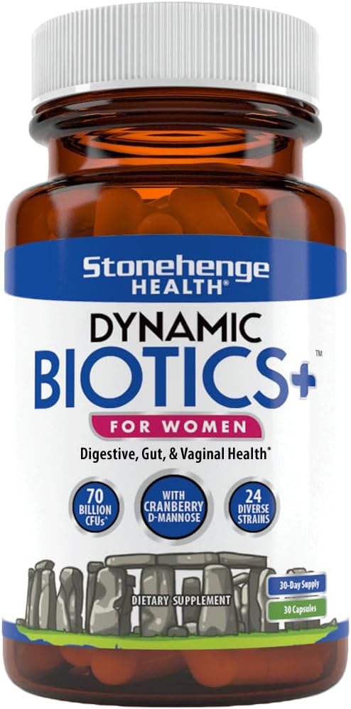 Probióticos 70 Bilhões UFC 24 Cepas, Prebiótico, Simbióticos Dinâmicos para Mulheres, Cranberry, Digestivo, Intestinal - Stonehenge Health