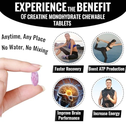 Zeylamum - Tabletes de Creatina Mastigáveis para Homens – Aumente sua Performance Muscular com Creatina em Tabletes – Marca Líder em Suplementos
