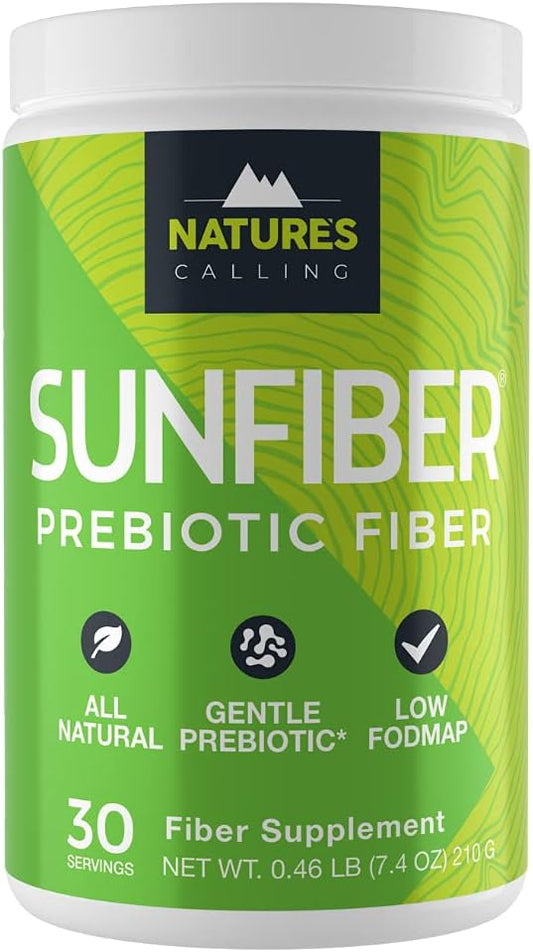NATURE'S CALLING - NATURE’S CALLING – Suplemento de Fibra Natural | Suave | Não-OGM | Baixo FODMAP | Sunfiber | Prebiótico, 30 Porções (210g)