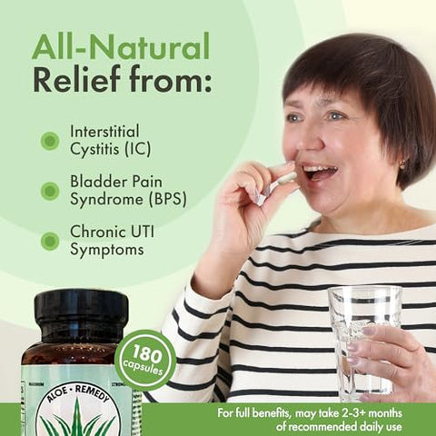 Aloe Remedy - Aloe Vera Capsules – Cápsulas de Aloe Vera à Base de Plantas com Gel e Folhas de Aloe Vera Liofilizadas, Cápsulas de Gel Puro de Aloe Vera para Suporte IC e BPS, Aloe Vera IC, 180 Cápsulas