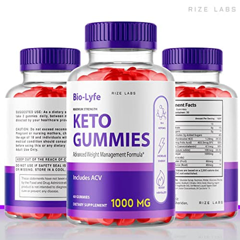 rize labs - BioLyfe Keto ACV Gummies Fórmula Avançada de Maçã BioLyfe Vinagre de Maçã Máxima Potência (180 Gummies)