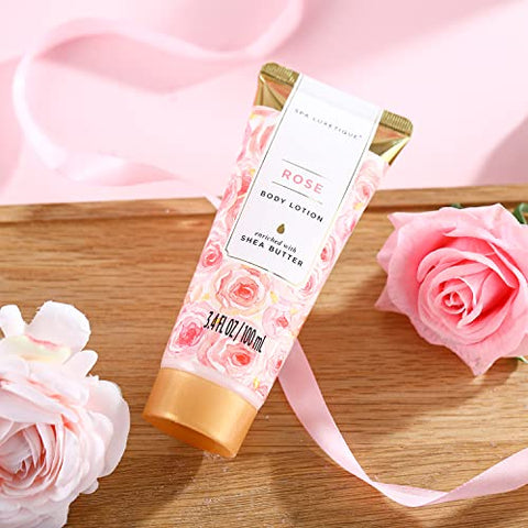 spa luxetique - Conjunto de Presente para Mulheres, Spa Luxetique Banho para Mulheres, 8 Pçs Cesta de Spa de Rosa Inclui Banho de Espuma, Gel de Banho, Loção Corporal, Presentes de Aniversário de Spa, Presentes do Dia das Mães para Mamãe