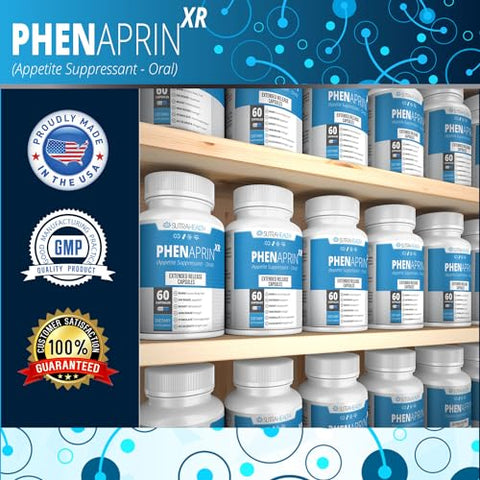 SutraHealth - PhenAprin XR – Supressor de Apetite de Força Máxima em Cápsulas – 2-Pack, Acelerador de Metabolismo, Perda de Peso para Mulheres e Homens, 120 Cápsulas Azuis e Brancas