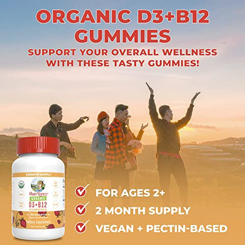 MaryRuth Organics - Gomas de Vitamina D3 B12 Mary Ruth’s | Orgânicas USDA | 2 Meses de Suprimento | Vitamina D