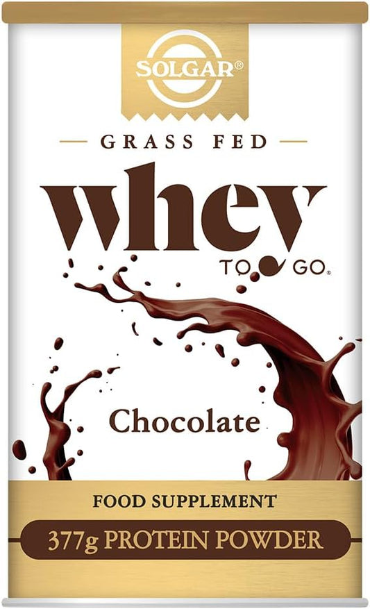 SOLGAR - Solgar Grass Fed Whey to Go Chocolate – 13.2 oz (375g) – 20g de Proteína de Vacas da Nova Zelândia – Sabor Delicioso