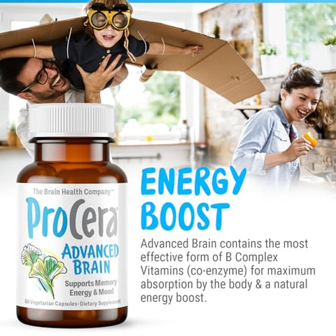 Procera - Advanced Brain – Ação Rápida – Ingredientes Apoiados por 100 Estudos – Melhora Memória, Recordação – Concentração – Clareza Mental – Retarda Declínio Cognitivo – 60 Unidades