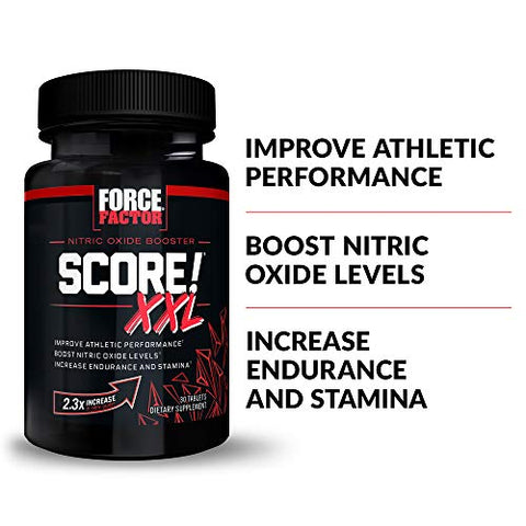 Force Factor - FORCE FACTOR Score! XXL – Booster de Óxido Nítrico para Homens com L-Citrulina e Maca Negra – 3-Pack – 180 cápsulas – Aumente seu Desempenho Masculino!