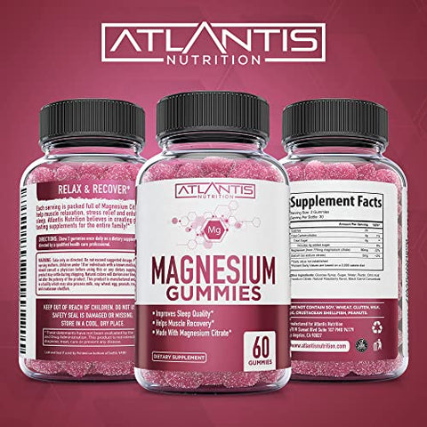 Atlantis Nutrition - Gomas de Magnésio – 770 MG Citrato de Magnésio – Promove Calma