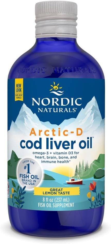 Óleo de Fígado de Bacalhau Nordic Naturals Arctic-D, Limão – 240 ml – 1060 mg Ômega-3 Total 1000 UI Vitamina D3 – EPA