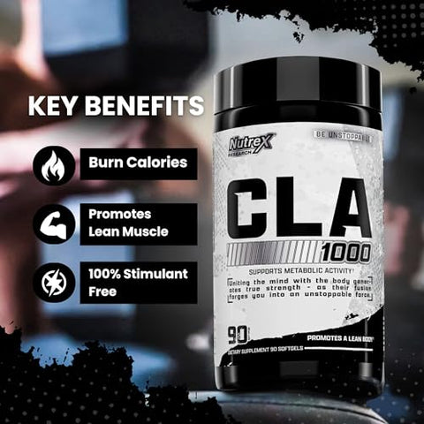 Nutrex Research - Nutrex CLA 90 Soft Gels – 1000mg Ácido Linoleico Conjugado de Óleo de Cártamo – Cápsulas Estimulantes para Acelerar o Metabolismo e Perda de Peso